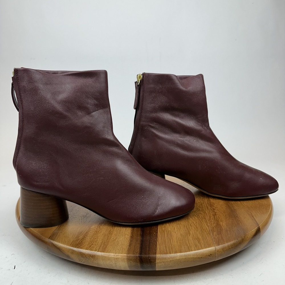 Womens Mansur Gavriel Glove Burgundy Leather Heeled‎ Ankle Booties Size 39 GUC